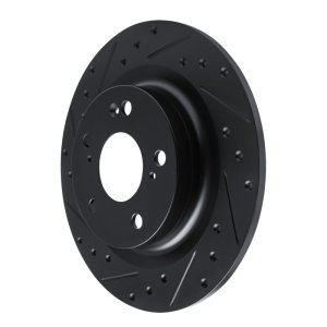 Acura Integra Brake Rotor (1) - Rear Left - R1 Concepts - Drilled & Slotted - Black - `17-`25